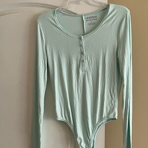 Light Green Large Legends Women’s Henley Bodysuit Top NWOT